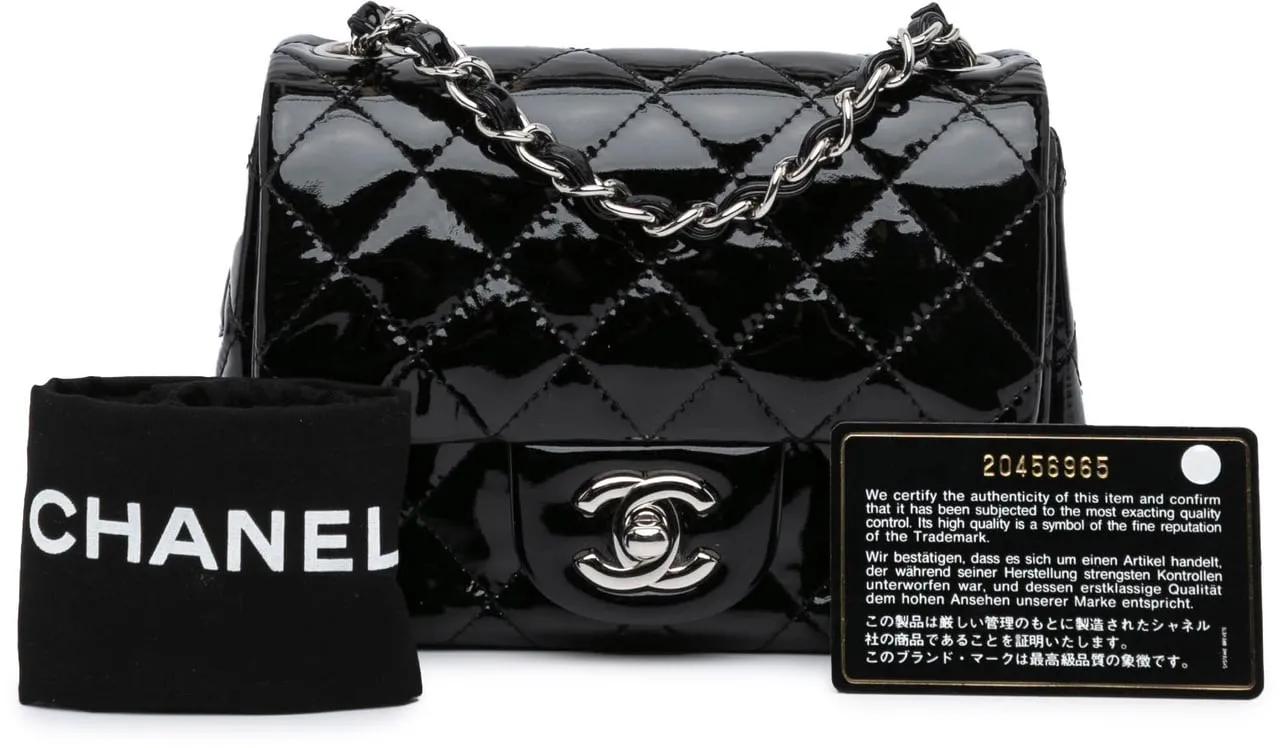 Chanel Hobo bags 2014-2015 Mini Square Classic Patent Single Flap in zwart