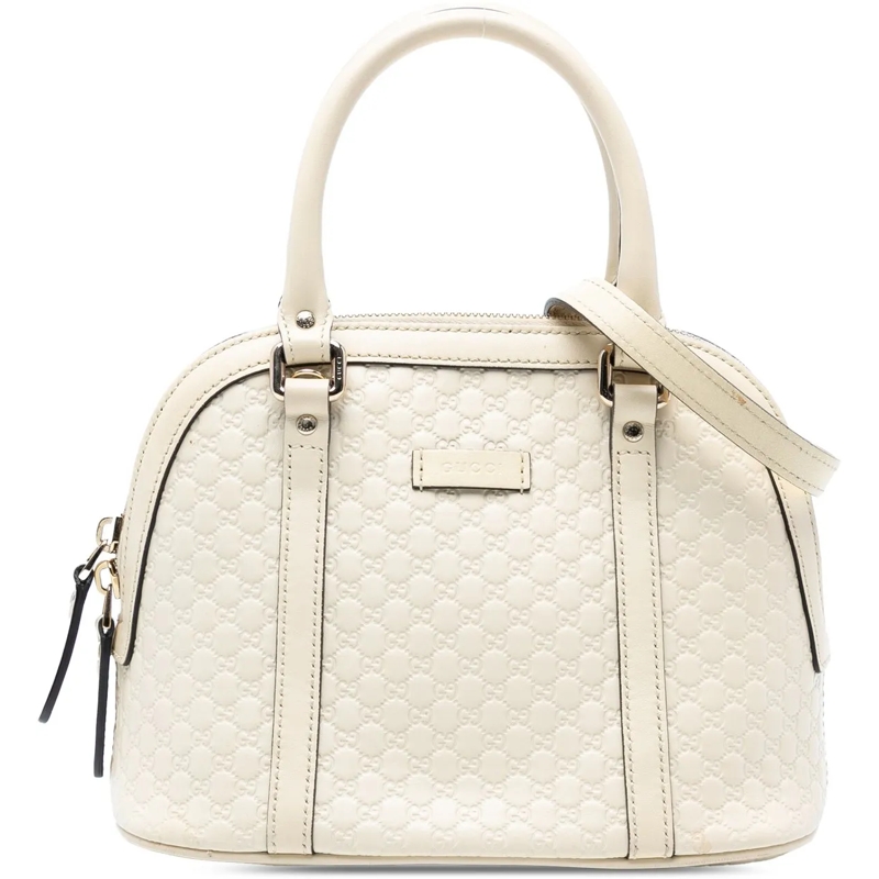 Gucci Schultertasche Mini Microguccissima Dome Satchel weiß