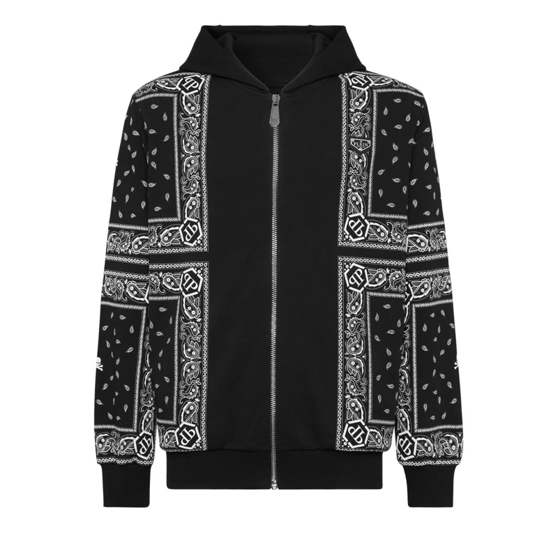 Philipp Plein Sweatjacke Kapuzen-Sweatjacket Paisley schwarz
