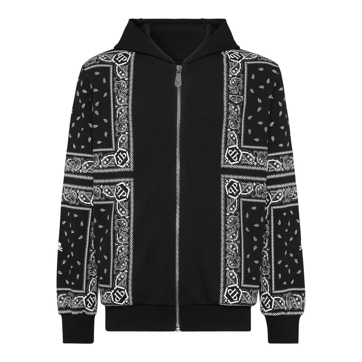 Thumbnail - Philipp Plein - Sweatjacke Mit Kapuze Paisley - Größe L - schwarz