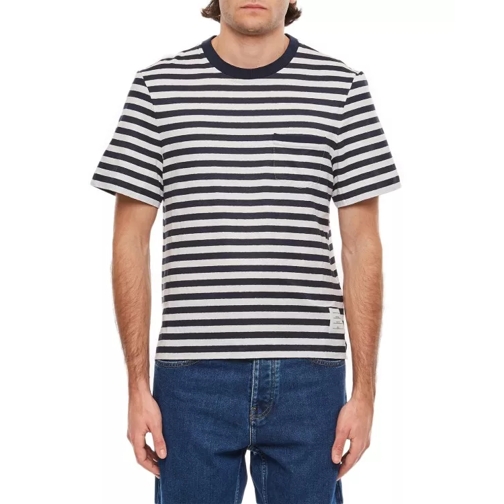 Thom Browne Linen Striped Pocket T-Shirt Blue 