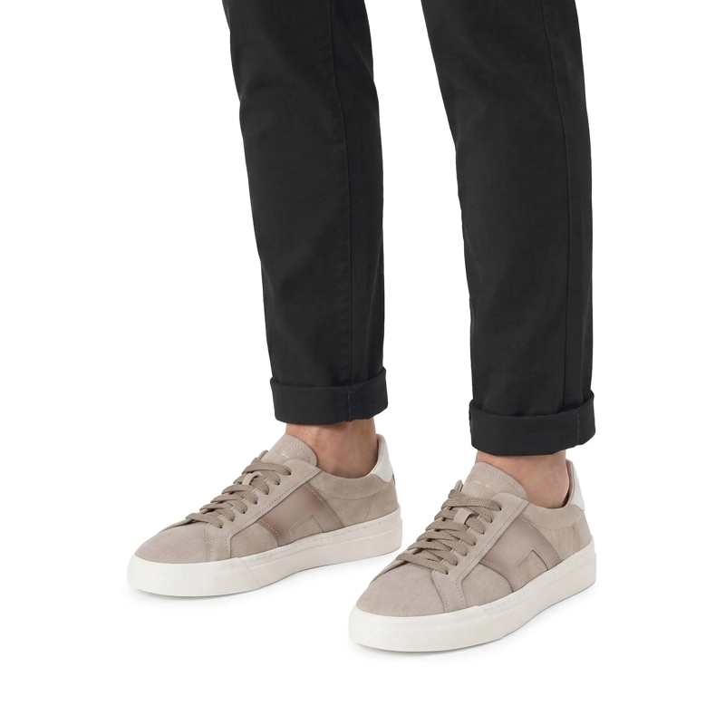 Santoni Schnürschuhe Sneaker aus Leder beige