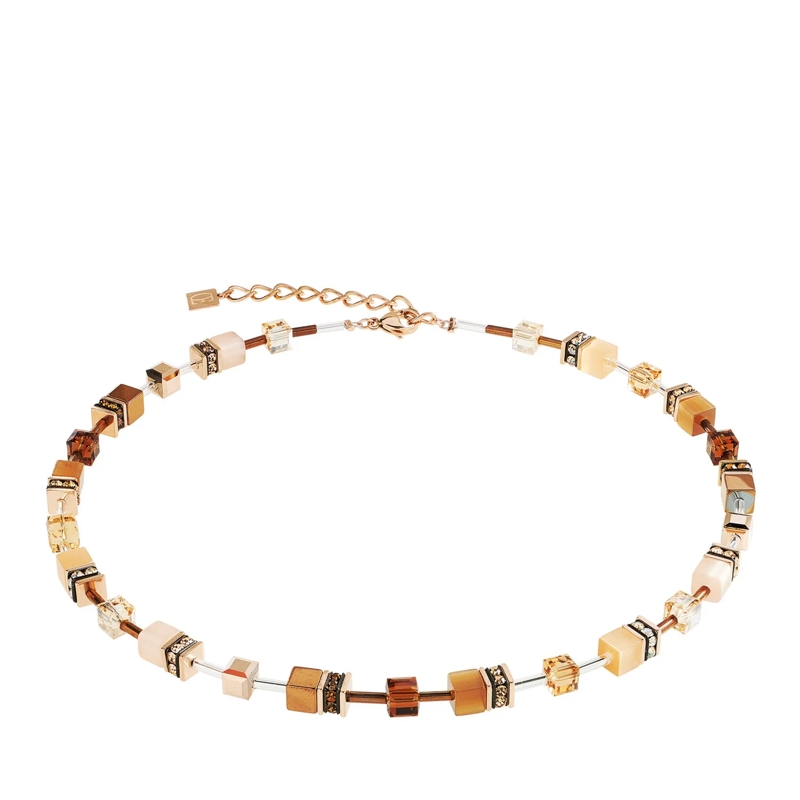 COEUR DE LION Mittellange Halskette GeoCUBE® Iconic Halskette Mocha braun