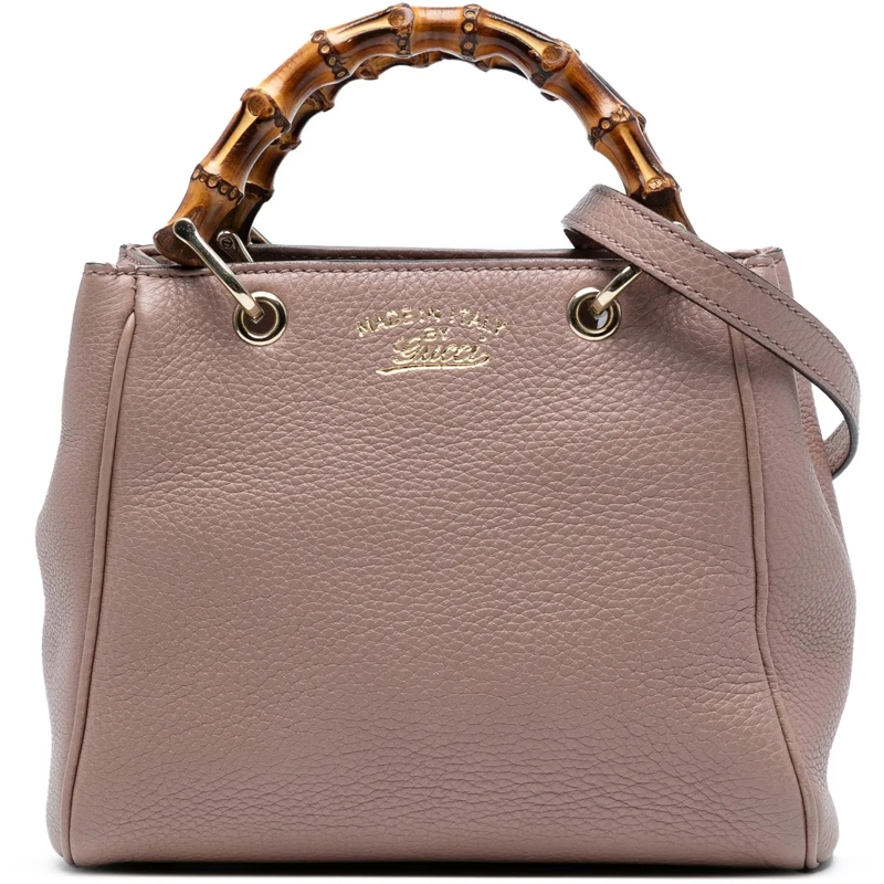 Gucci Schultertasche Mini Calfskin Bamboo Shopper Satchel rose