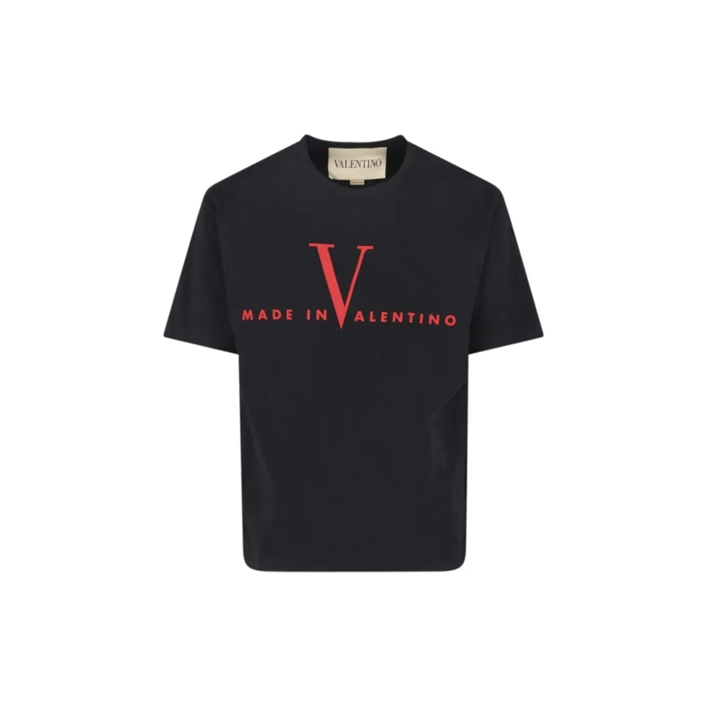 Valentino Garavani T-shirt Contrast Print Black Cotton T-Shirt Black