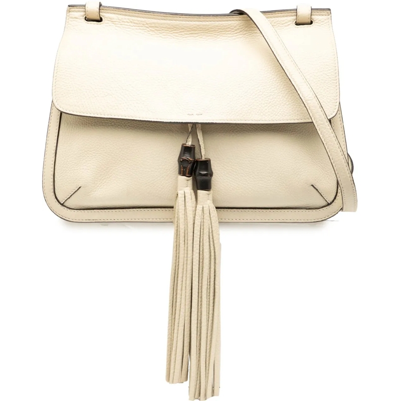 Gucci Sac à bandoulière Medium Leather Bamboo Daily Crossbody weiß