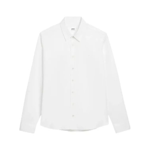AMI Paris Logo-Embroidered Cotton Shirt White 