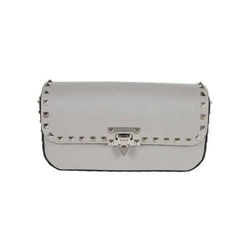 Valentino Schultertasche Rockstud Shoulder Bag In Grained Calfskin Grey