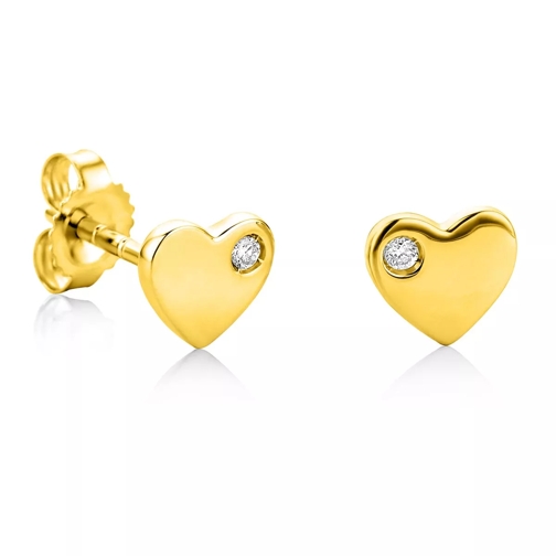 DIAMADA 0.02ct Diamond Heart Stud Earring  18KT Yellow Gold Ohrstecker