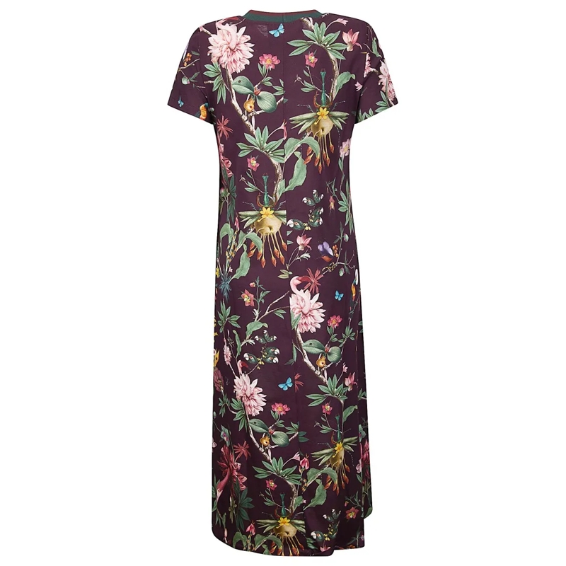 LaDoubleJ Robe longue Floral Print Cotton Maxi Dress With Contrasting Co Grey(Image 6)