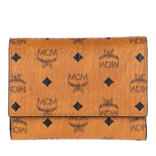 MCM Visetos Original Flap Wallet Tri-Fold Small Cognac Portefeuille à rabat