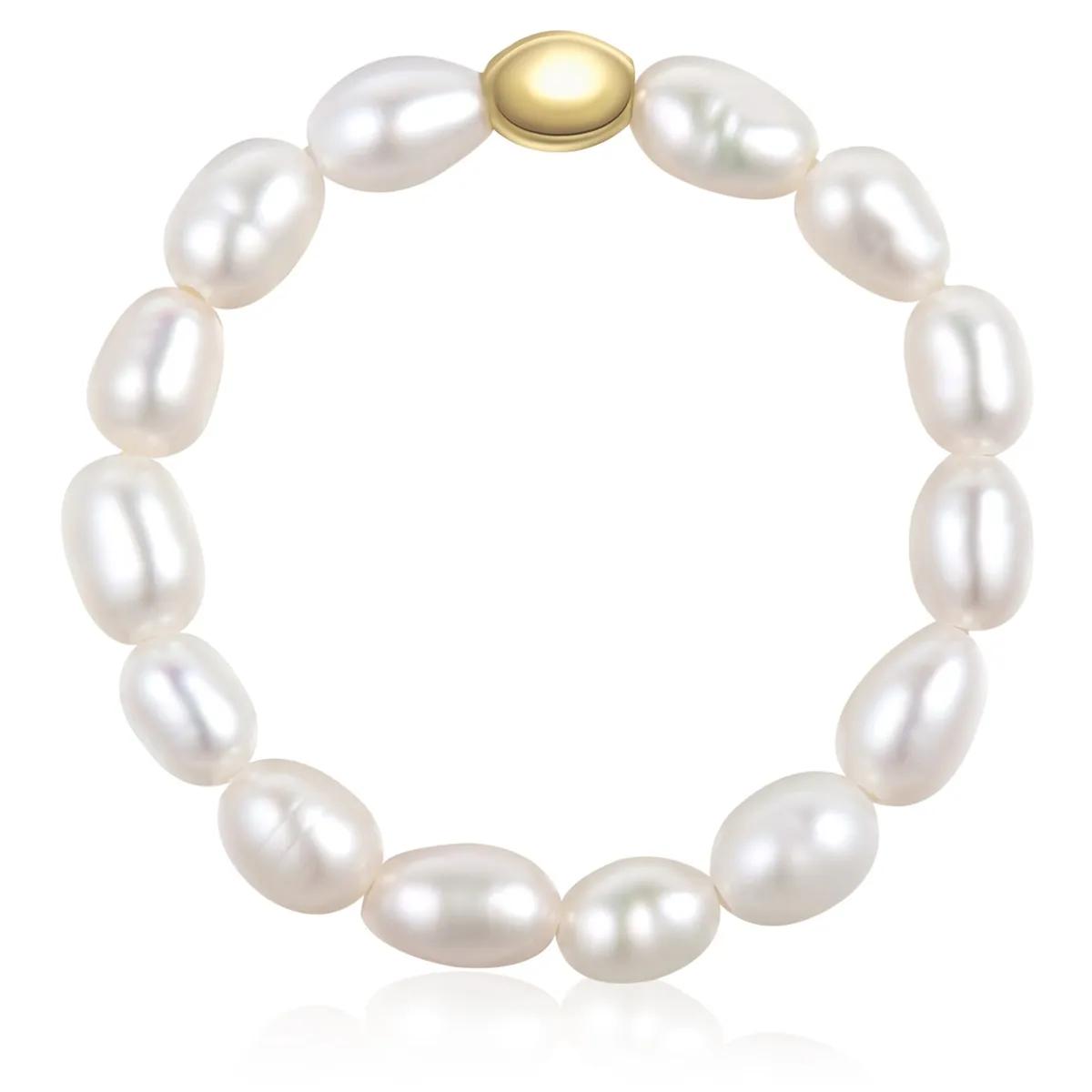 Thumbnail - Glanzstücke München Ring - Sterling Silber Perlen-Ring Süßwasser-Zuchtperle - Gr. ONE SIZE - in Weiß - für Damen