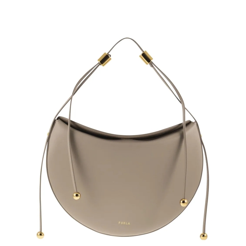 Furla Schultertasche Saddle-Shape Moonstone Shoulder Bag With Gold Acce Green