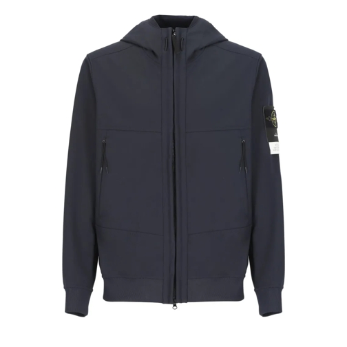 Stone Island Jacket With Logo Blue Vestes en duvet