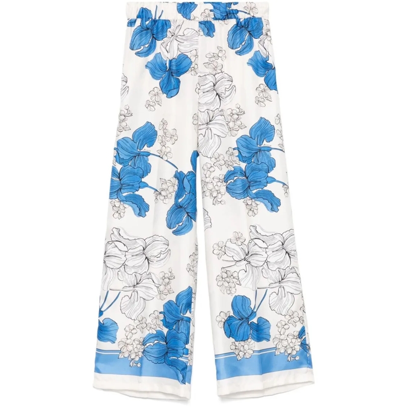 P.A.R.O.S.H.  Serenella Floral Print Wide-Leg Trousers White