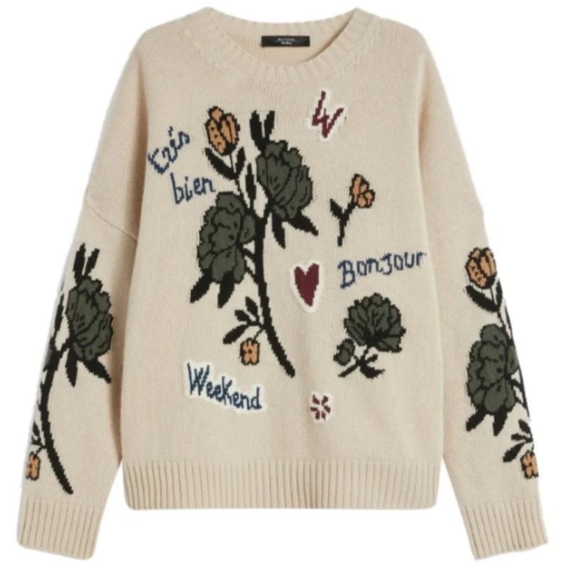 Max Mara  MAX MARA WEEKEND PAVIDI ECRU CREWNECK SWEATER beige