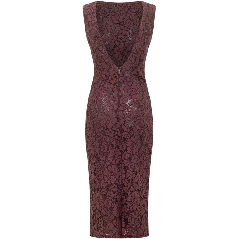 Pinko Robe longue Abito lungo in pizzo Drupa braun(Image 2)