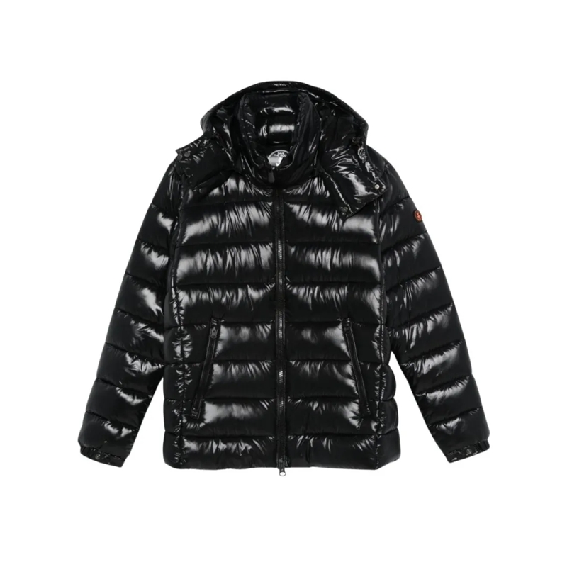 Save the Duck Donsjas Short Quilted Puffer With Hood And Zippered Front Black