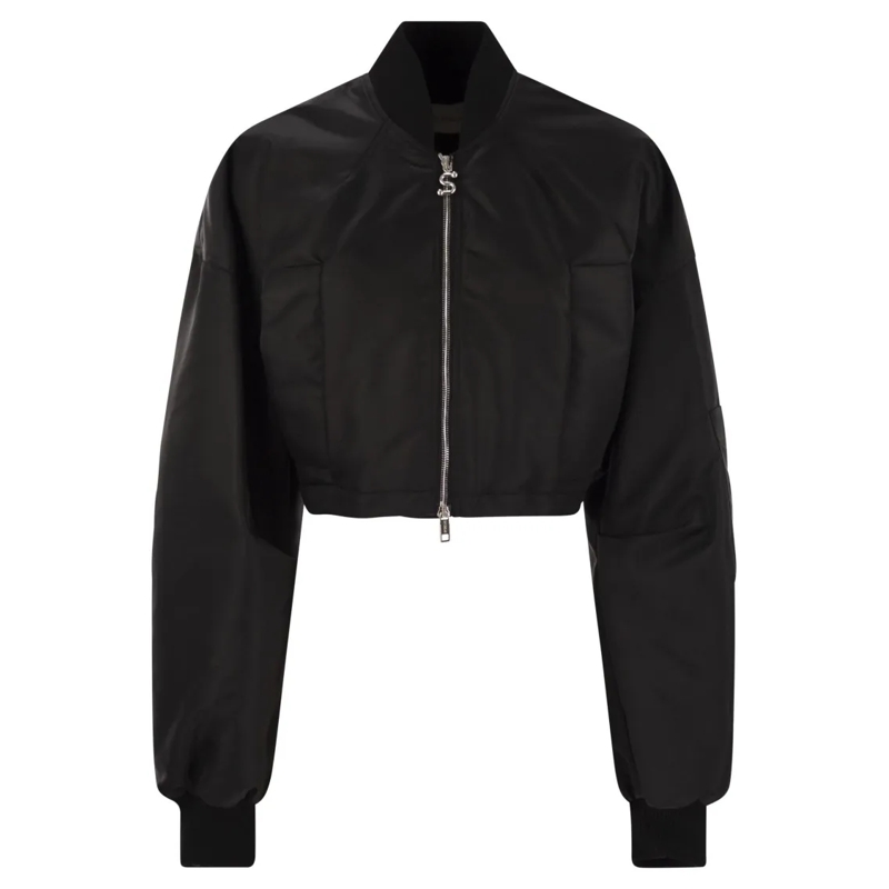 Sportmax Bomberjacke Avenue - Drip-Proof Twill Bomber Jacket Black