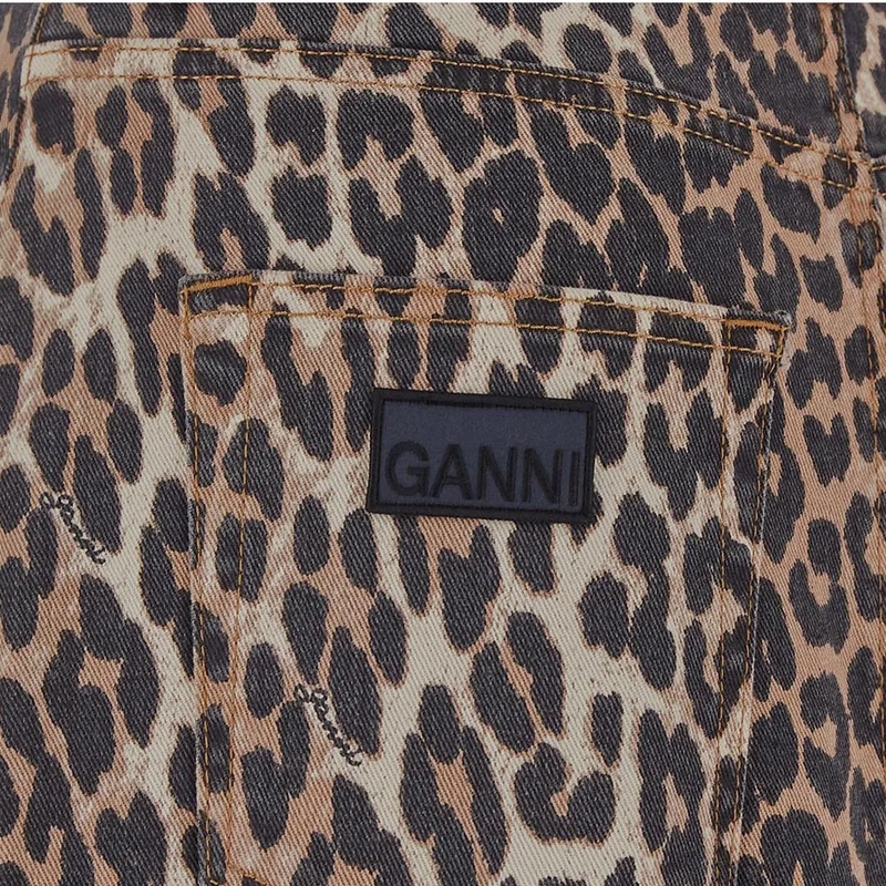 GANNI Maxirock Long Denim Skirt With Leopard Print mehrfarbig(Image 6)