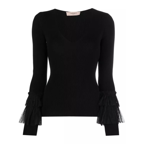 Twin-Set Black V-Neck Sweater Black 