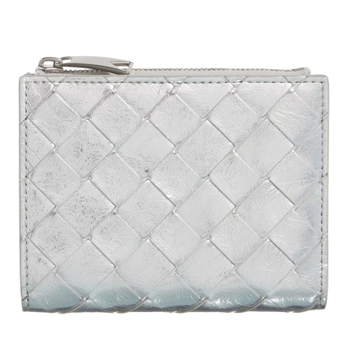 Bottega Veneta Bi-Fold Zip Wallet Silver Plånbok