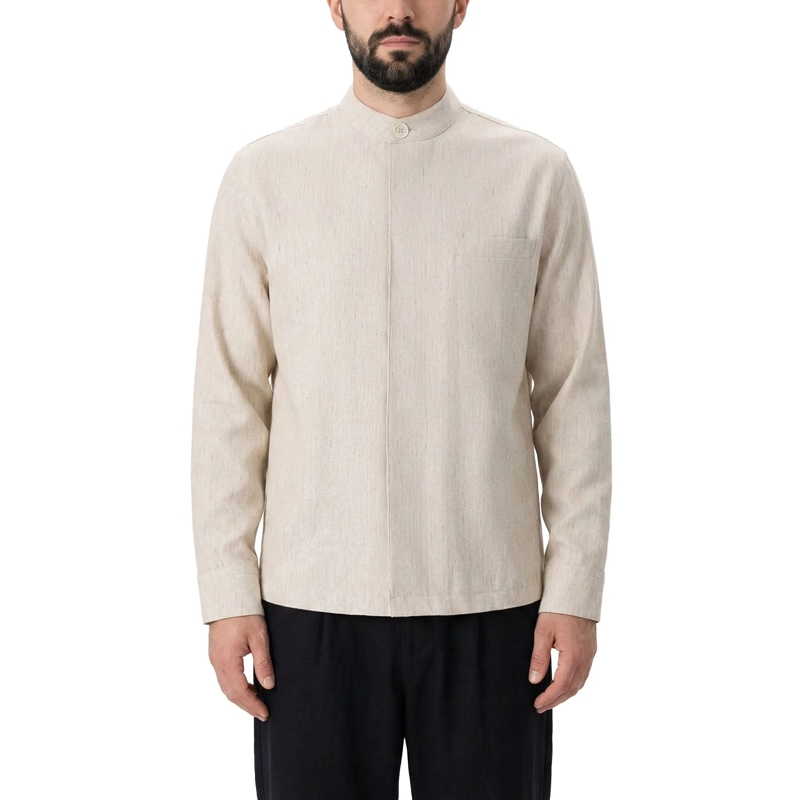 Emanuela Caruso Overgangsjas Overshirt mit Seide & Leinen blau(Image 2)