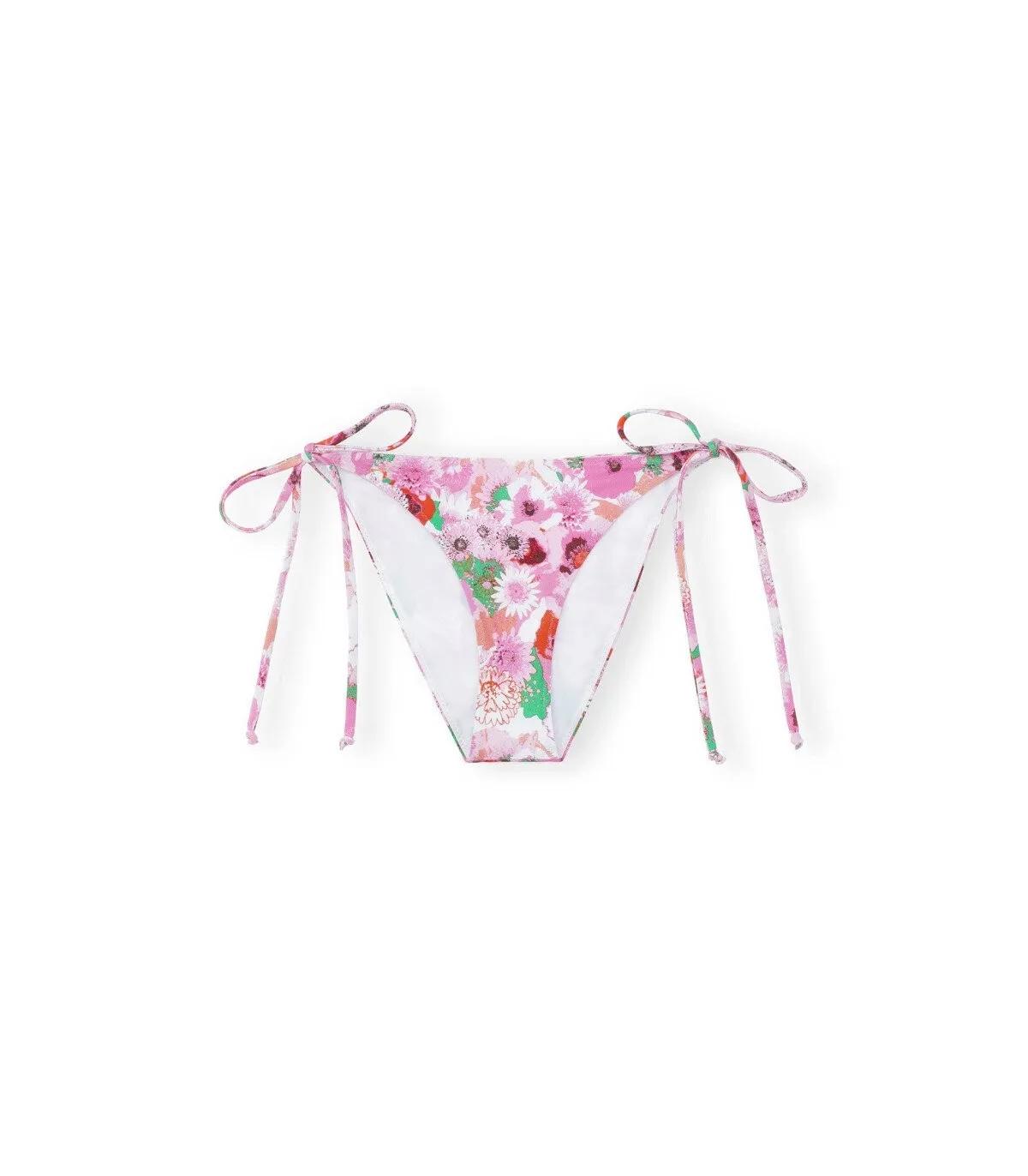 GANNI - GANNI ROSA BADESLIP MIT BLUMEN - Größe M - rosa