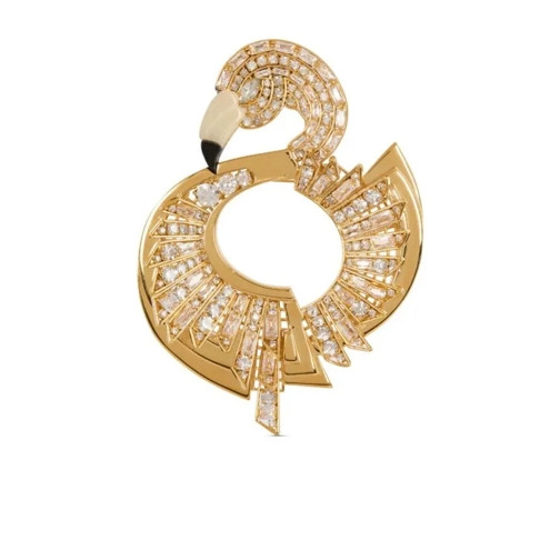 Balmain Flamingo Crystal-Embellished Brooch Gold 