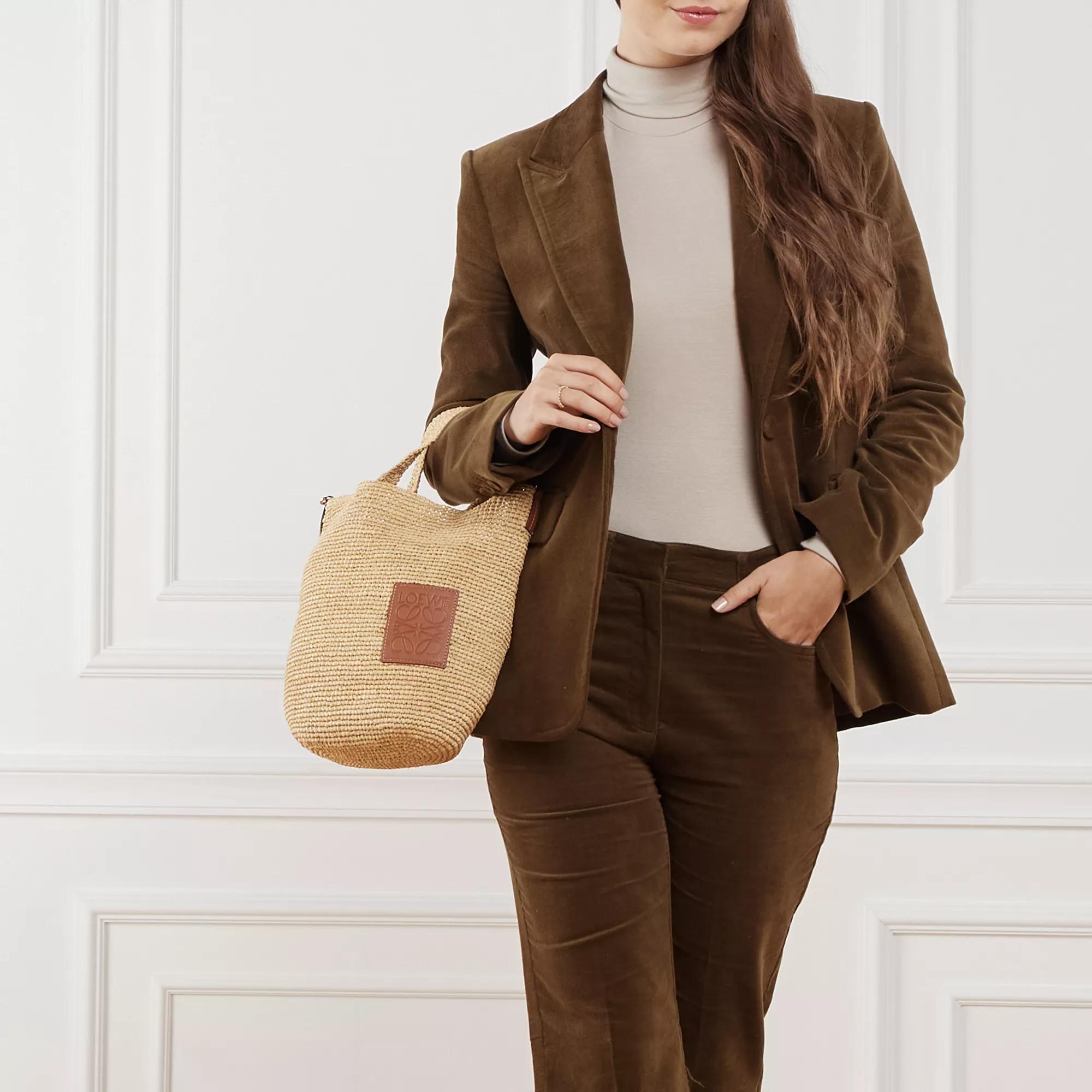 Loewe Mini Slit Bag Raffia Natural/Tan | Korbtasche