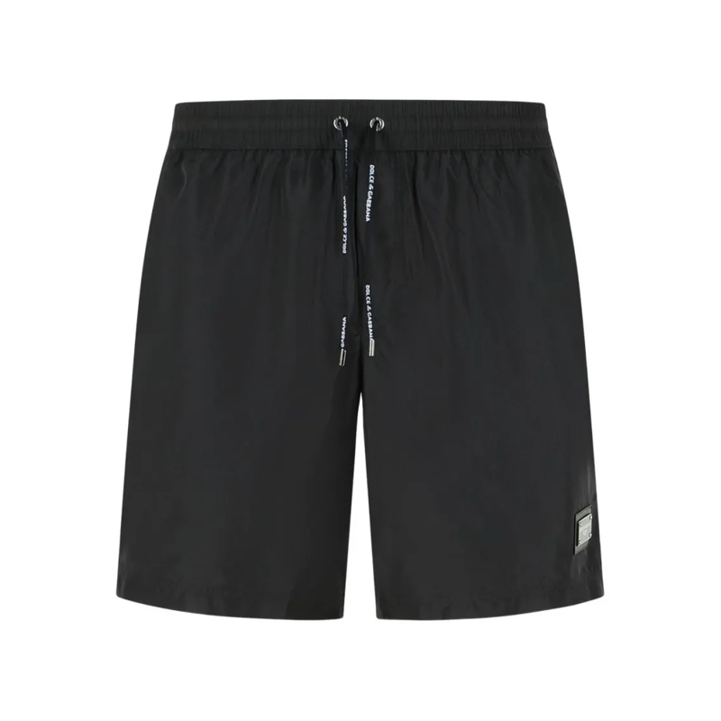 Dolce&Gabbana  Black Men's Shorts With Adjustable Drawstring Black