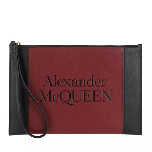 Alexander McQueen Logo Clutch Bag Red Black Handväska med väskrem