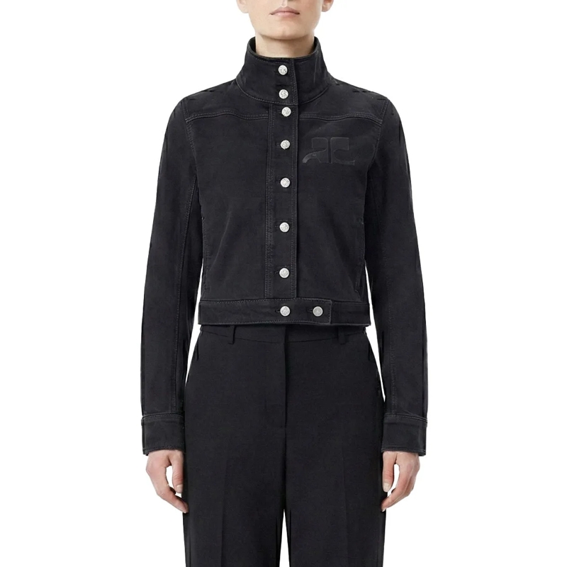 Courrèges Jeansjacke Jeansjacke mit Logo schwarz(Image 2)
