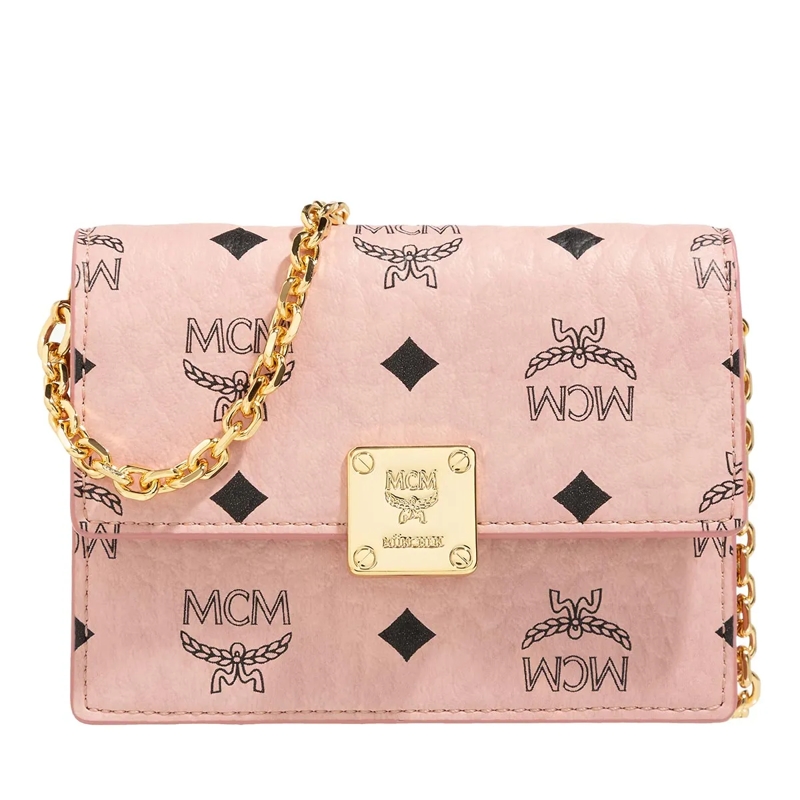MCM Wallet On A Chain Aren Fold Wallet Mini Soft Pink