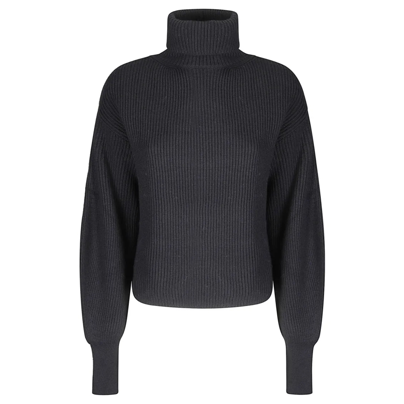 P.A.R.O.S.H. Pull à col roulé Cropped Sweater With High Collar And Balloon Sleev Black