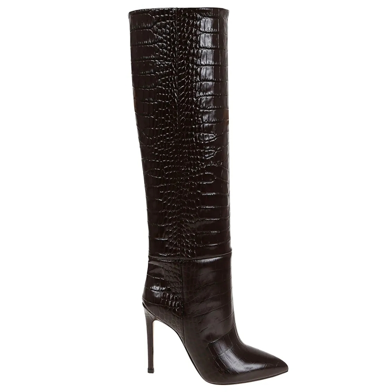 Paris Texas Bottes Stiletto Boot In Crocodile-Effect Leather Brown