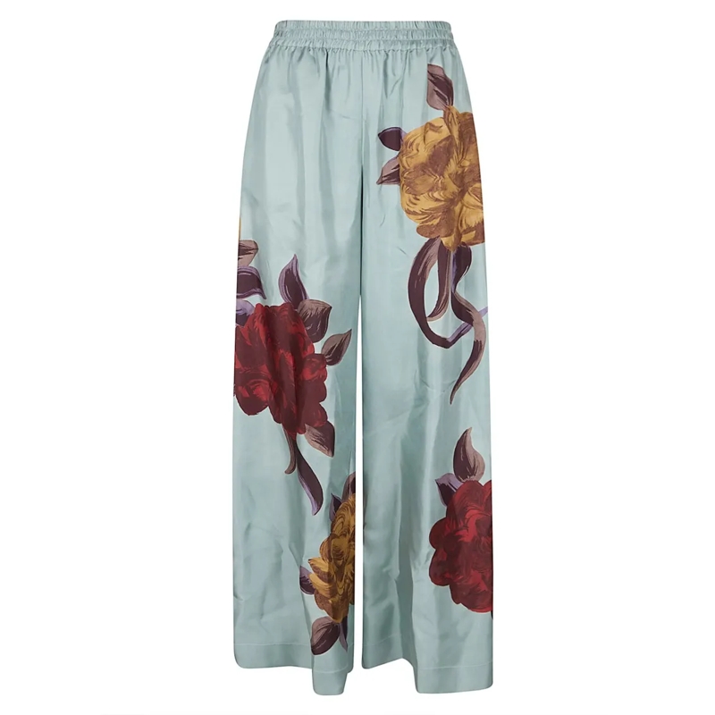 LaDoubleJ  Loose Wide-Leg Trousers With Bold Floral Print Grey