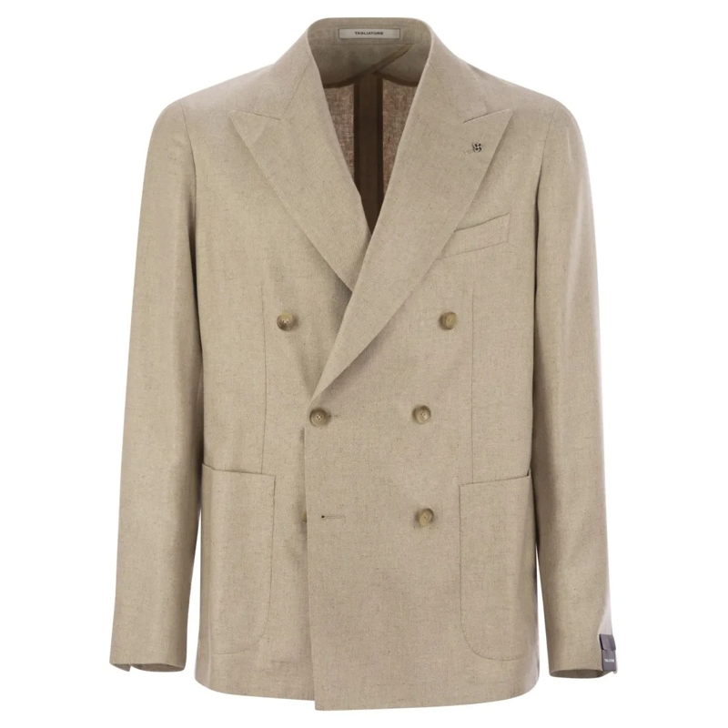 Tagliatore Blazer Double-Breasted Silk Jacket Neutrals