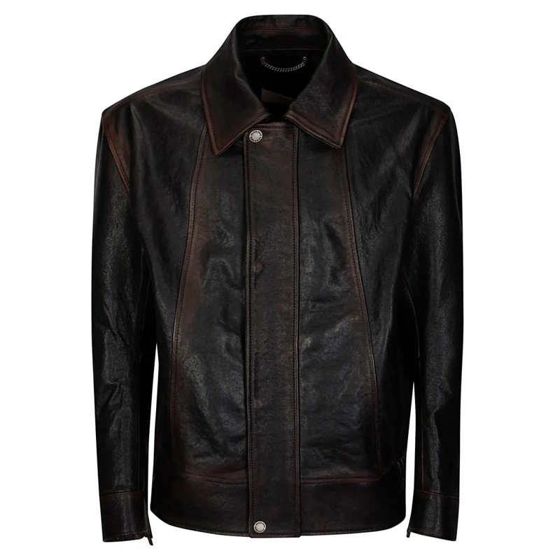 Golden Goose Leren jas Leather Bomber Jacket Black