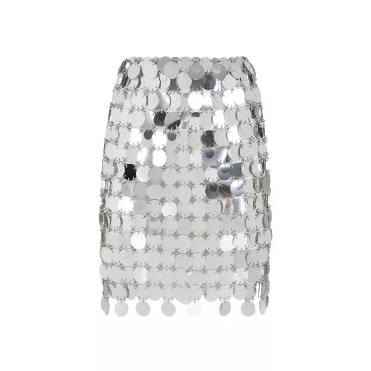 Paco Rabanne - Round Sequin Silver Polyester Mini Skirt - Größe 36 - silver