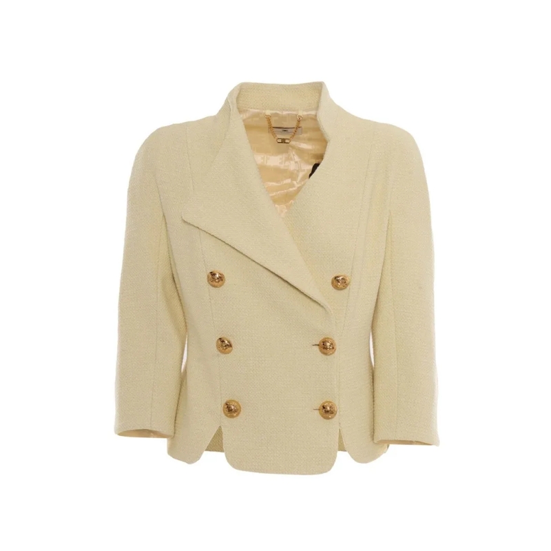 Elisabetta Franchi Blazer Tailored Double-Breasted Blazer With Gold Buttons Yellow