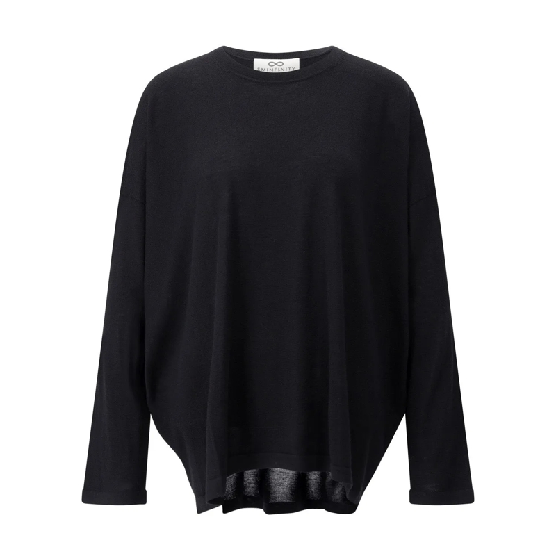 Sminfinity Trui Wollpullover mit Rundhalsausschnitt Schwarz