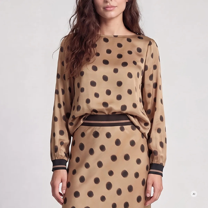Marc Aurel Bluse Bluse- Strickmanschette mit Kontraststreifen- g beige(Image 3)