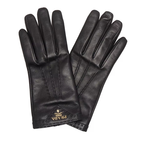 Prada Logo Plaque Lined Gloves Black Glove