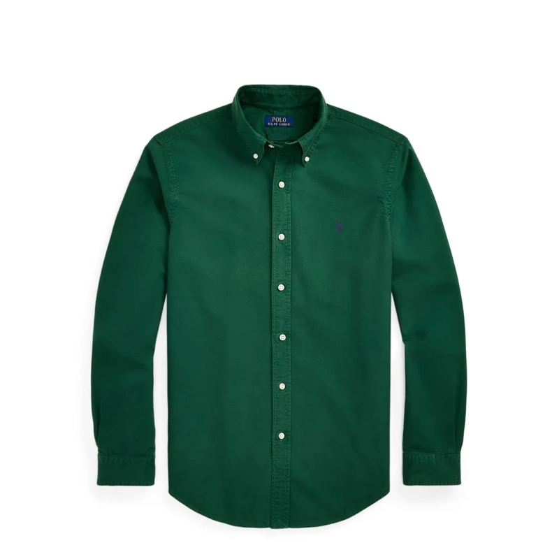 Polo Ralph Lauren Hemd Garment-Dyed Green Custom-Fit Button-Down Shirt Green