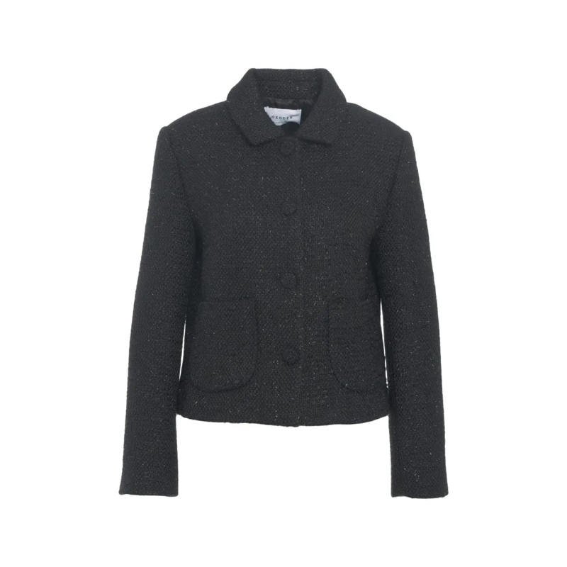 Gender Veste de transition Textured Woven Structured Jacket With Classic Coll Black