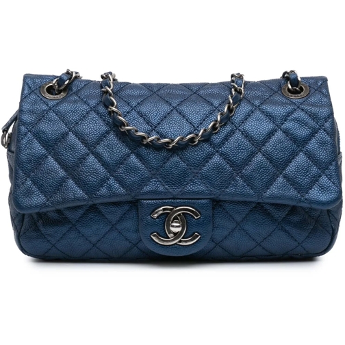 Chanel Sac à bandoulière 2012 Medium Quilted Iridescent Caviar Easy Flap blau (Image 2)