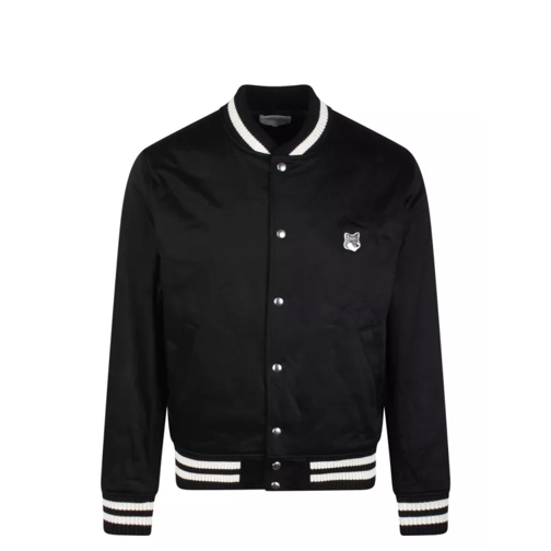 Maison Kitsune Grey Fox Patch Bomber Jacket Black 