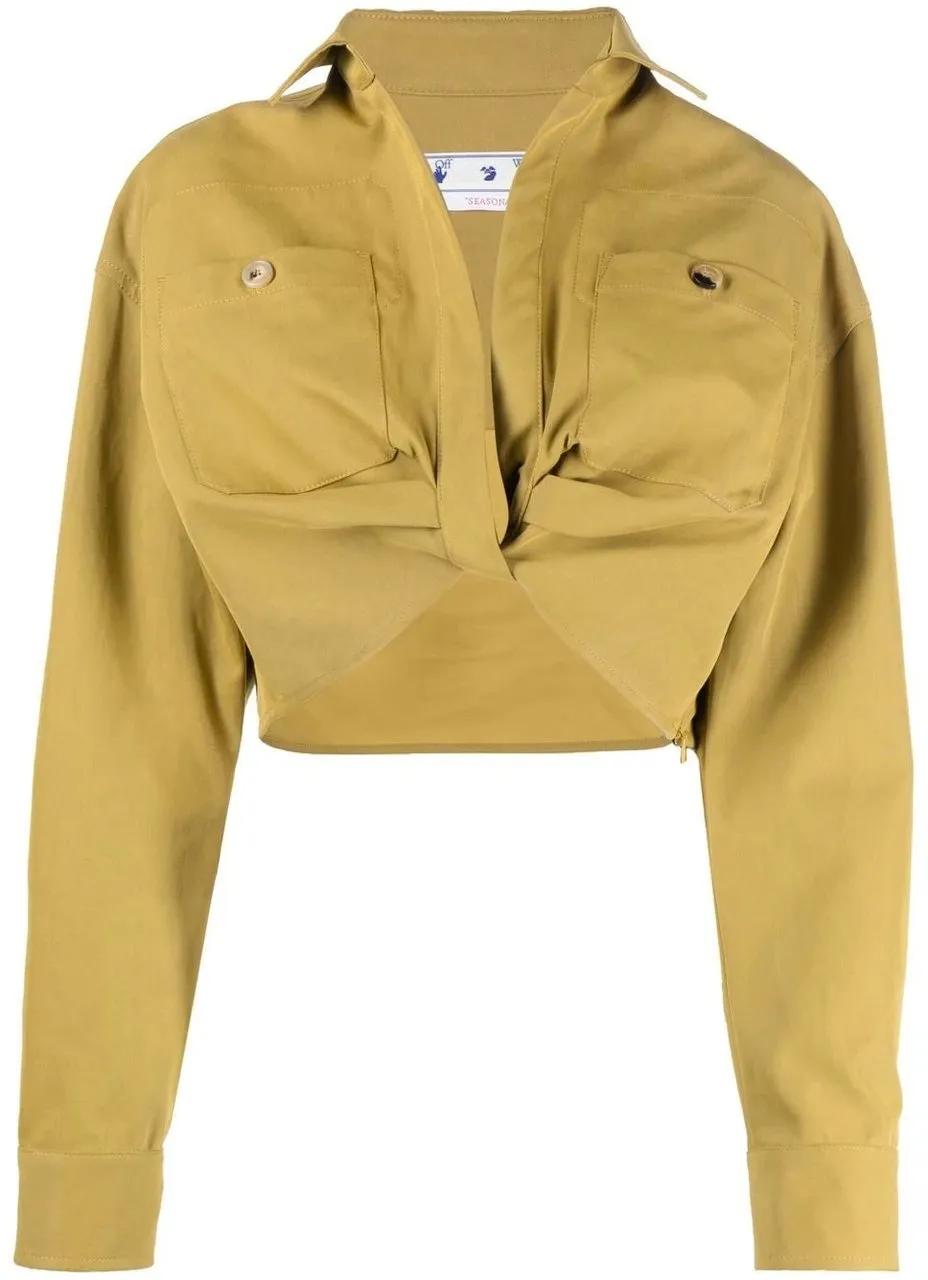 Thumbnail - Off-White - twist-front cropped cargo shirt - Größe 38 - bunt