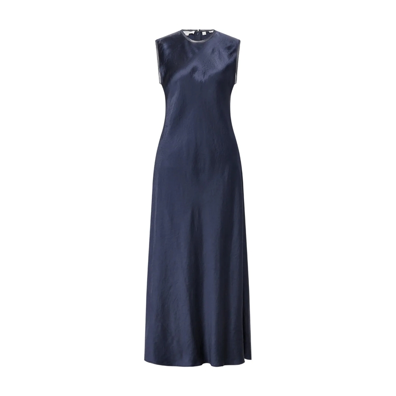 Vince  Midikleid aus Satin Dunkelblau
